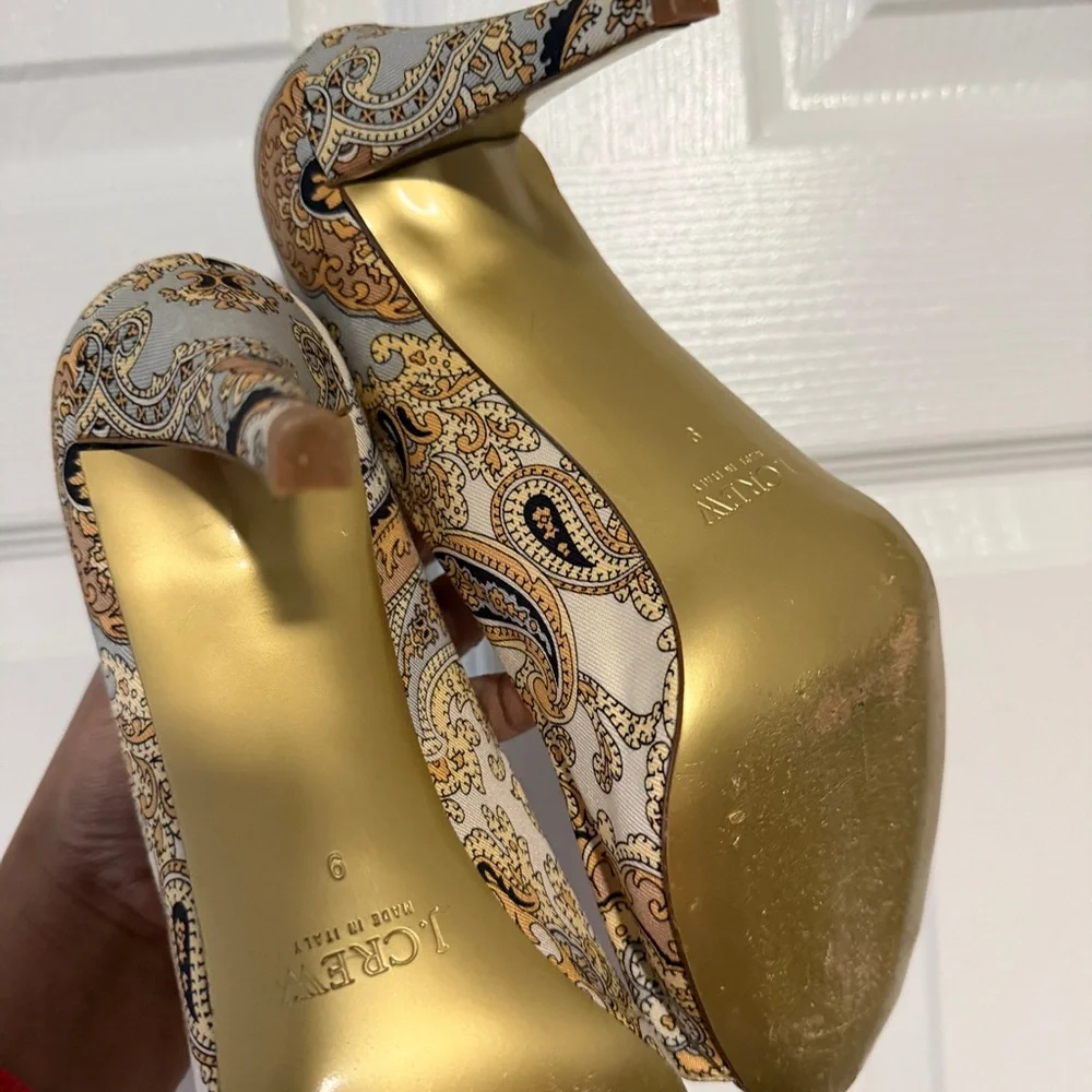 J. Crew Paisley Brocade Printed Heels w Bow 9 - Picture 5 of 5